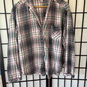 Victoria's Secret Plaid Sleep Shirt in Pink, Black & White